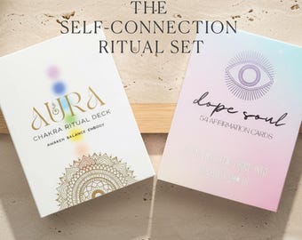 Affirmation Card Bundle | Chakra Ritual Deck + Self Love Cards | Spiritual Gift for Women | Mindfulness & Energy Healing Cards | Self-Care