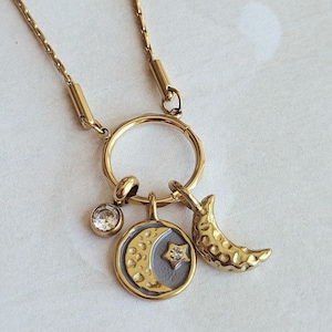 Custom Gold Charm Interchangeable Necklace with Locking Clasp, Carabiner Chain, Design Your Own Charm Cluster, Personalized Gift for Her