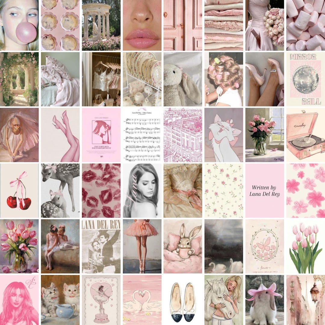 90+ Pcs Coquette Aesthetic Collage Kit, Elegant Soft Girl Digital ...