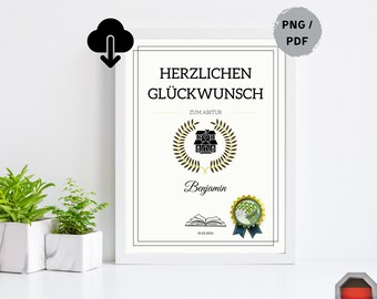 Abitur 2024, Personalisiertes Geldgeschenk für bestandenes Abitur, Geschenkvorlage zum Ausdrucken als PDF/PNG für Absolventen,Geschenkidee.