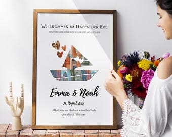 Bride and groom money gift DIY A4 or A3, perfectly cut wedding gift idea, picture frame, personalized creative money gift.