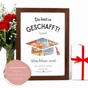 Personalized graduation gifts, graduation gift for girls and boys, graduation 2026 money gift, DIN A5 A4, gift for graduation ceremony. image 4