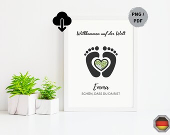 Personalized money gift for birth, minimalist money gift to print out, congratulations card, newborn baby gift idea.