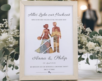 Geldgeschenk für Brautpaar, Personalisierte Hochzeit Geldgeschenk, DIY Perfekt ausgeschnitten, A4 A3 Bilderrahmen, Hochzeitsgeschenk Idee.