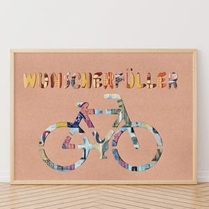 Wunscherfüller Geburtstag Geldgeschenk Kraftpapier, Fahrrad DIY Geburtstag Geldgeschenk, DIN A4 Bilderrahmen, Perfekt ausgeschnitten.