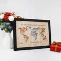 Personalized wedding money gift world map | DIN A5, A4 or A3 in a real wood frame | Wedding gift for travelers. product logo