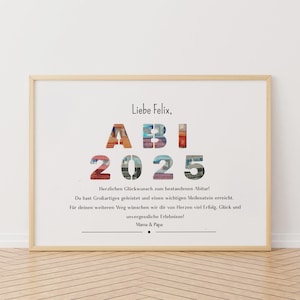 Personalisierte Abitur 2025 Geldgeschenk | Perfekt ausgeschnitten | Abitur Geschenk Mädchen Junge | DIN A4 Echtholz Bilderrahmen.
