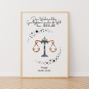 Personalisierte Horoskop Geburtstag Geldgeschenk, DIY Perfekt ausgeschnitten, DIN A4 Bilderrahmen, Astrologie Geschenk, Sternzeichen.