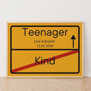 Personalisierbares Geburtstag Ortsschild Geschenk zum 18. Geburtstag mit Namen und Datum, 3 Variante - Jugendweihe, Erwachsen, Teenager.