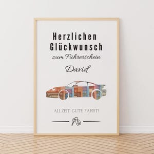 Personalisierte Führerschein Geldgeschenk, Perfekt ausgeschnitten, DIY A4 Bilderrahmen  Geschenkidee Führerschein, Kreatives Geldgeschenk.