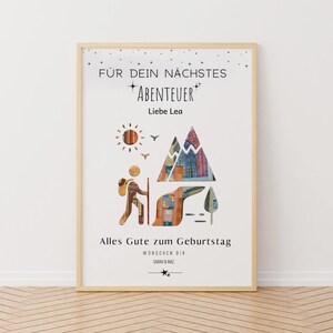 Personalisierte Abenteuer Geburtstag Geldgeschenk, DIY Perfekt ausgeschnitten, A4 Bilderrahmen, Reise Geschenkidee, Erlebnis Geschenk.