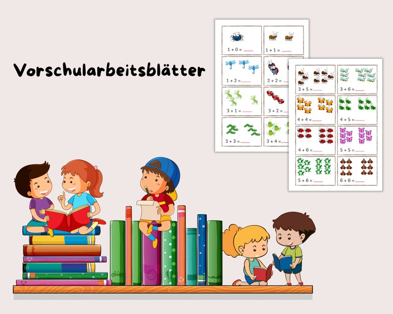 Mathematik für Kinder, Vorschularbeitsblätter, Kleinkind, Lehrmaterial, Sofortiger Download, Deutsch, druckbare PDF, Mathe Aktivitäten, A4. Bild 3