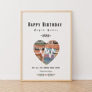 Personalisierte Geburtstag Geldgeschenk, Happy Birthday Super Nurse, Perfekt ausgeschnitten,A4 Bilderrahmen, Geschenk für Krankenschwestern.