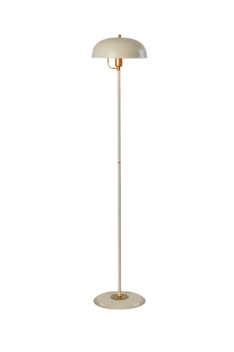 Lampadaire élégant crème doré, lampadaire élégant avec touches de laiton, salon moderne Mid-Century, éclairage de sol design luxueux image 3