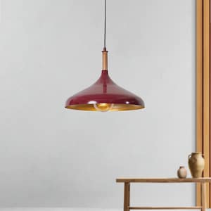 Luzarana Ufo Houten Koepelhanglamp Stijlvol Scandinavisch Design Eettafel Hanglicht 35cm Vintage en Moderne Woonkamer Verlichting Rood