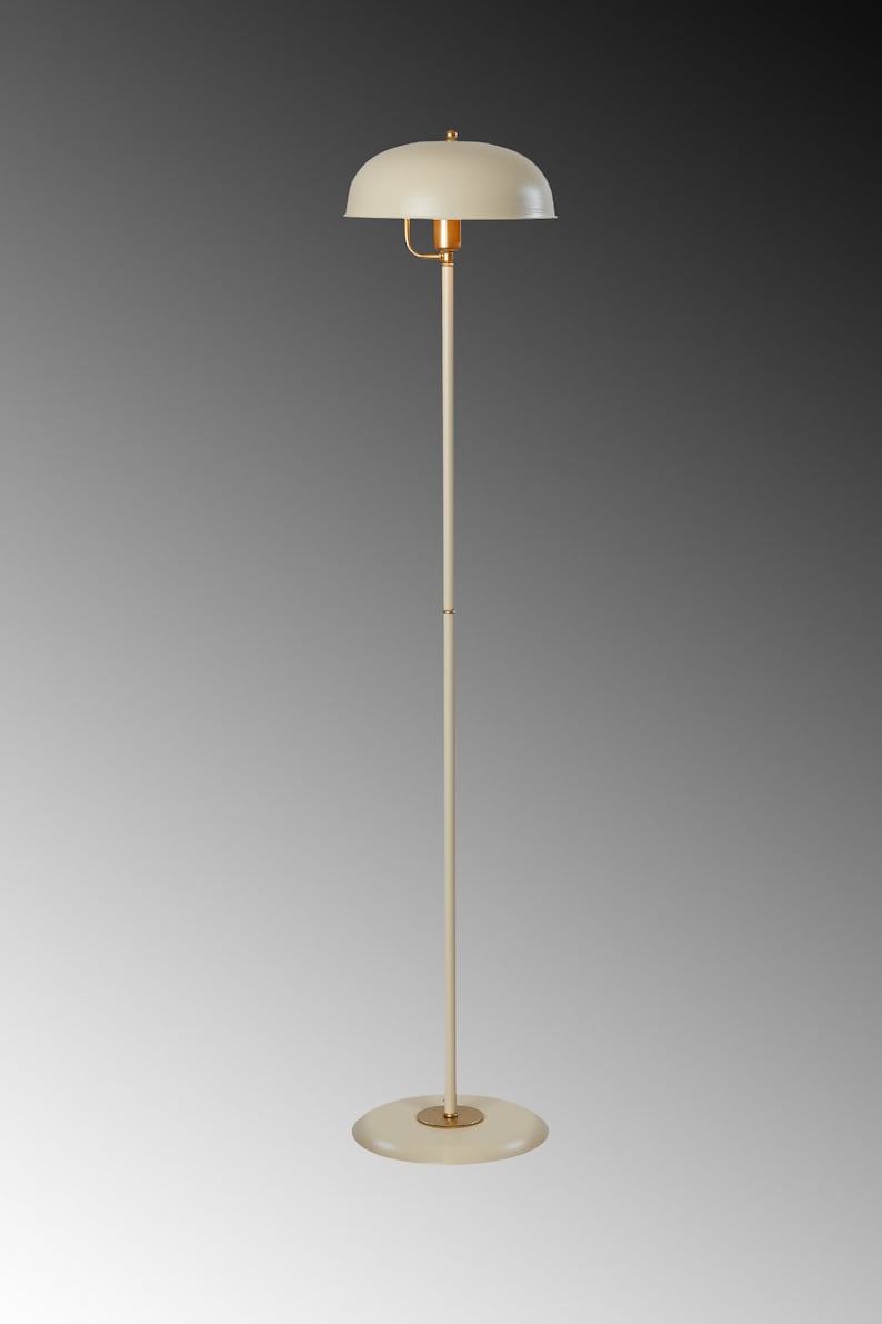 Lampadaire élégant crème doré, lampadaire élégant avec touches de laiton, salon moderne Mid-Century, éclairage de sol design luxueux image 4