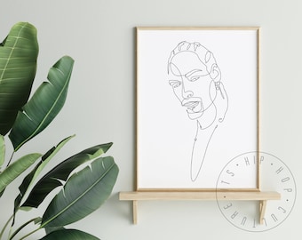 Rapper Line Art Poster Hip Hop Art Print Rap Portrait Wall Art Old School Rap Home Decor Rapper Poster Hip Hop Poster Gangsta Rap Poster