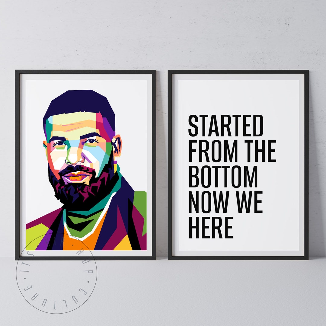 Set of 2 Rap Posters Started From the Bottom Lyrics Rapper Poster Rap ...