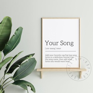 Custom Lyrics Poster Custom Hip Hop Lyrics Print Custom Rap Lyrics Poster Custom Definition Personalized Quote Personalized Lyric Print