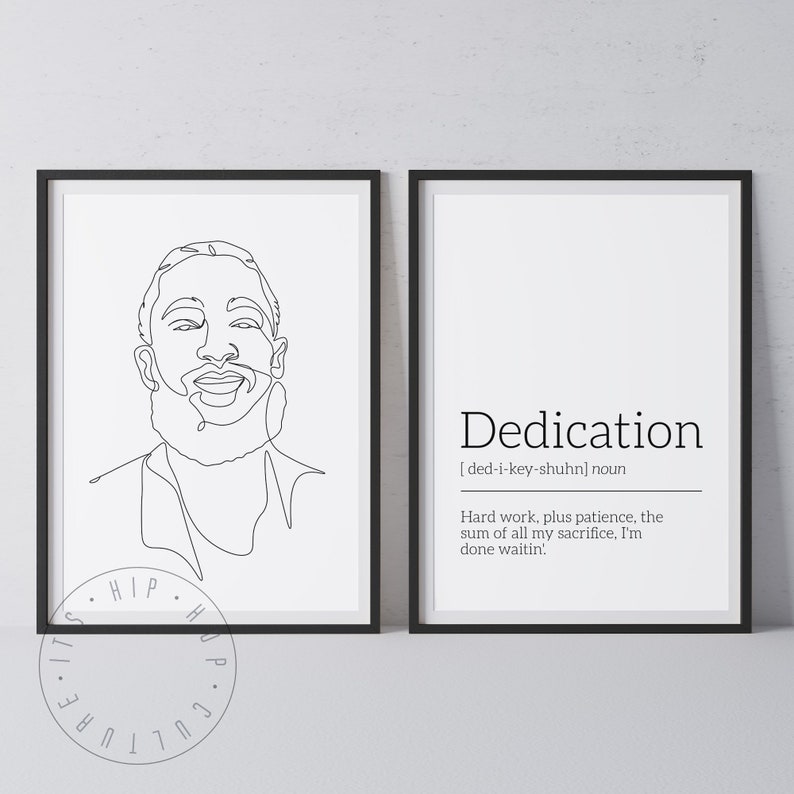 Set of 2 Rap Posters Dedication Definition Rapper Line Art Rapper ...