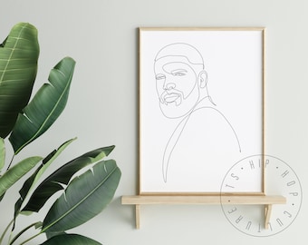 Rapper Line Art Poster Hip Hop Art Print Rap Portrait Wall Art Old School Rap Home Decor Rapper Poster Hip Hop Poster Gangsta Rap Poster