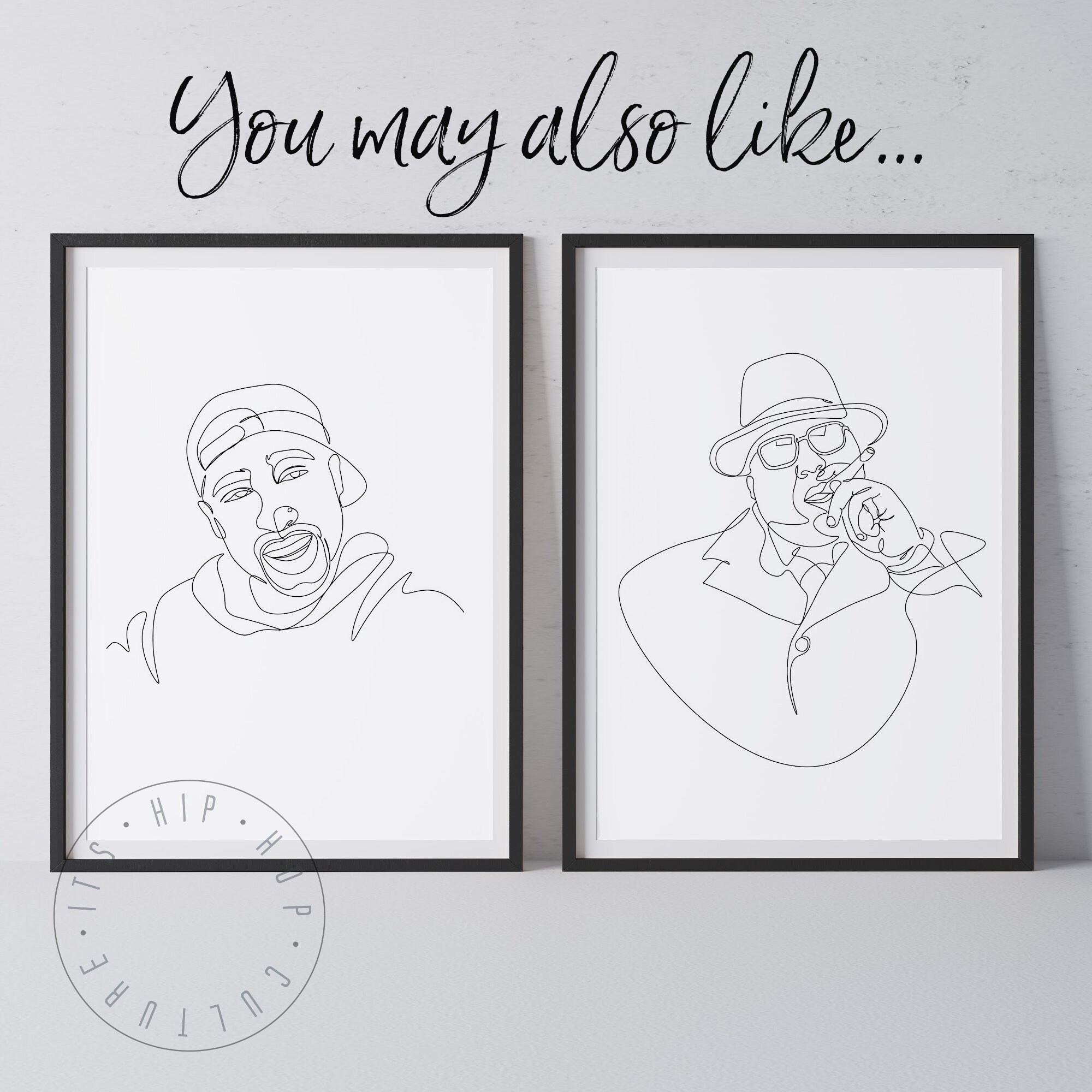Popular Rapper Outline Rapper Line Art Poster Hip Hop Art Print Rap Portrait Wall Art Old ...