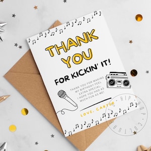Tarjeta de agradecimiento de cumpleaños para niños Descarga digital Cumpleaños con temática de hip hop Cumpleaños con temática de rap de los 90 Cumpleaños con el gran cumpleaños Tarjeta de cumpleaños personalizada