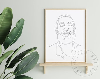 Rapper Line Art Poster Hip Hop Art Print Rap Portrait Wall Art Old School Rap Home Decor Rapper Poster Hip Hop Poster Gangsta Rap Poster