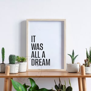 It Was All A Dream Quote Poster Hip Hop Poster Rap Music Lyrics Poster Hip Hop Lyrics Gangsta Rap Sayings Rapper Quotes Great Rappers