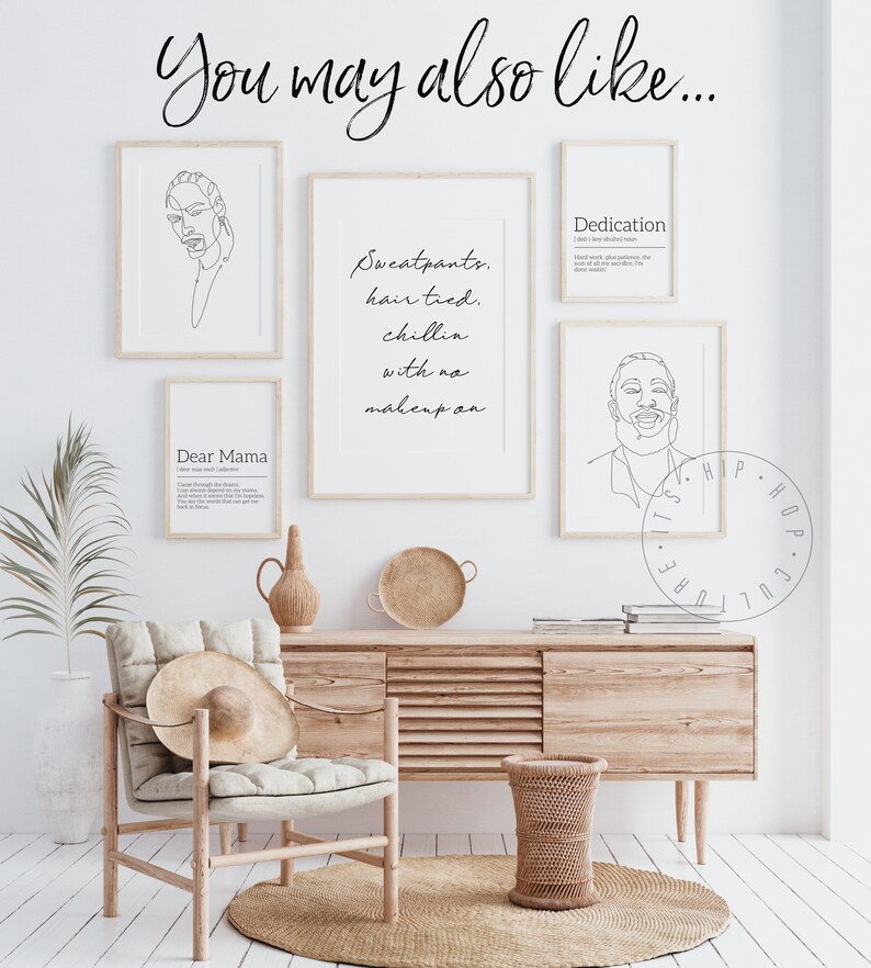 Set of 2 Rap Posters Dear Mama Definition Rapper Line Art Rapper Lovers