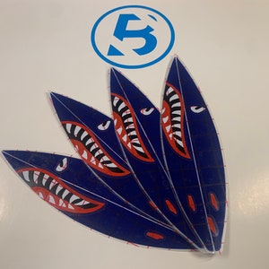 Waterproof 3D Blue SURFBOARD Shark decal sticker for cars, hydroflask, tumbler, flat surfaces. One (1) Multi-layer Vinyl decal.