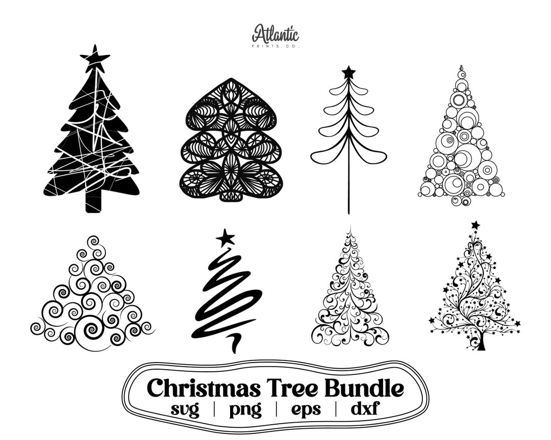 Christmas Trees SVG Bundle, Christmas Tree Clipart, Pine Tree Svg