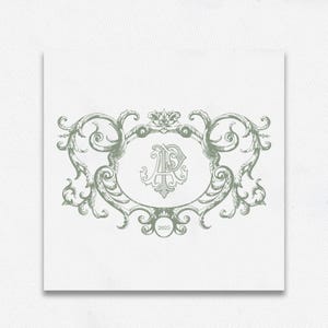 May include: A green and white monogram with the letters "A" and "P" in a decorative frame. The year "2025" is printed below the frame.