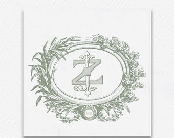Vintage Wedding Monogram Logo: Elegant Framed Initials (Instant Download)