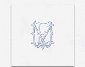 Monograma de boda vintage ME/EM: Diseño inicial ornamentado (Descarga digital)