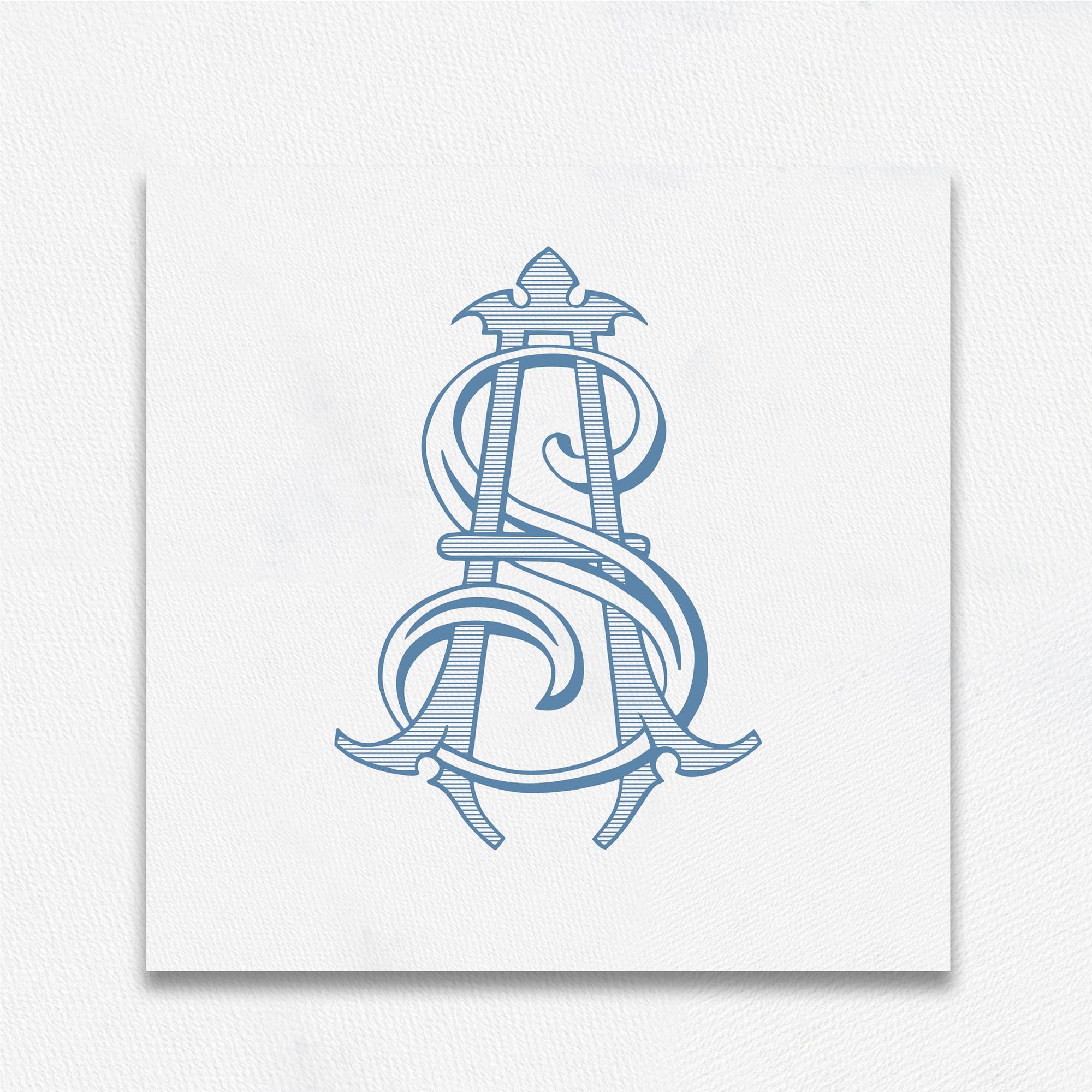 SA-AS Wedding Monogram: Ornate Intertwined Design (Digital Download)