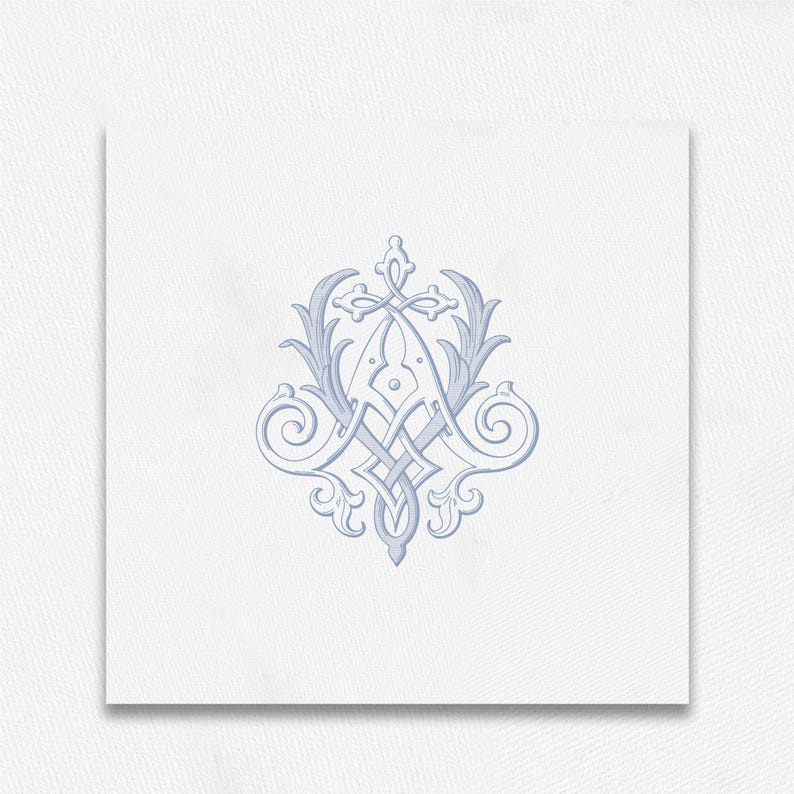 Vintage VA/AV Intertwined Wedding Louis Monogram (Digital Download) image 1