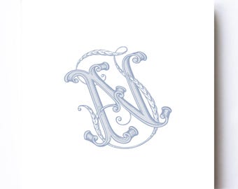 Ornate NJ Intertwined Wedding Monogram (Digital Download)