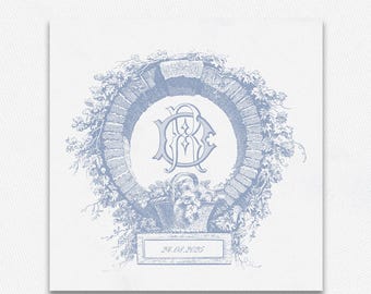 Vintage Wedding Monogram Logo: Elegant Initial Frame (Digital Download)
