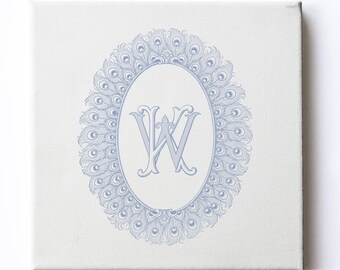 Vintage Wedding Monogram Crest: Elegant Peacock Frame (Digital Download)