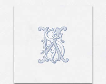 Monograma de boda ornamentado KS-SK: Diseño de iniciales entrelazadas (Descarga digital)