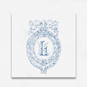 Vintage Wedding Monogram Crest: Elegant Initials (Digital Download)