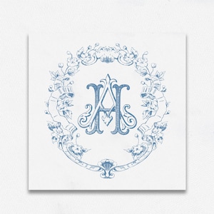 Vintage Wedding Monogram Crest: Ornate Initial Logo (Digital Download)