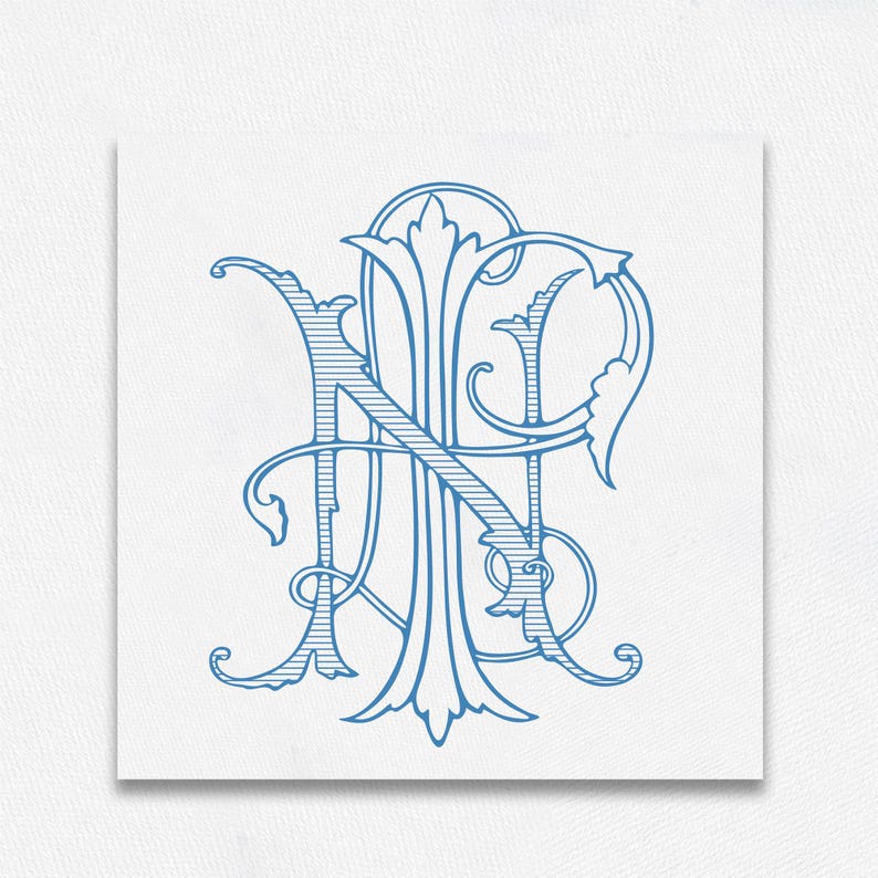 NLP Monogram, 3 Letter Wedding Monogram, Elegant Triple Monogram , 3
