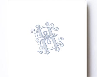 Monograma de boda vintage entrelazado HE/EH (descarga digital)