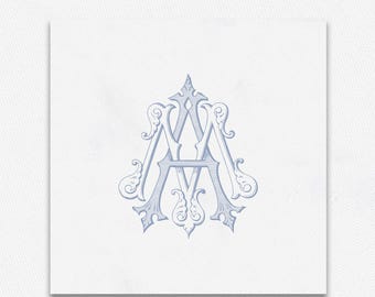 MA-AM Wedding Monogram: Ornate Intertwined Design (Digital Download)