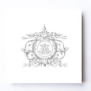 Vintage Elephant Logo: Elegant Framed MA-AM Design (Instant Download)