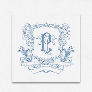 Vintage Wedding Monogram Crest: Elegant Initials PT TP (Digital Download)