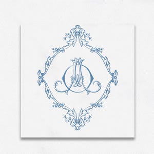 Vintage Wedding Monogram Crest: Ornate Initials Logo (Digital Download)