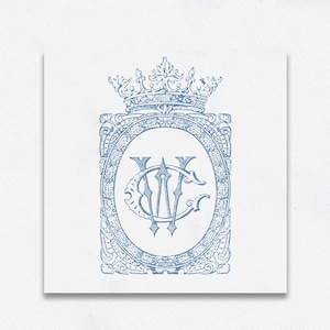 Vintage Wedding Monogram Crest: Ornate Initial Logo (Digital Download)